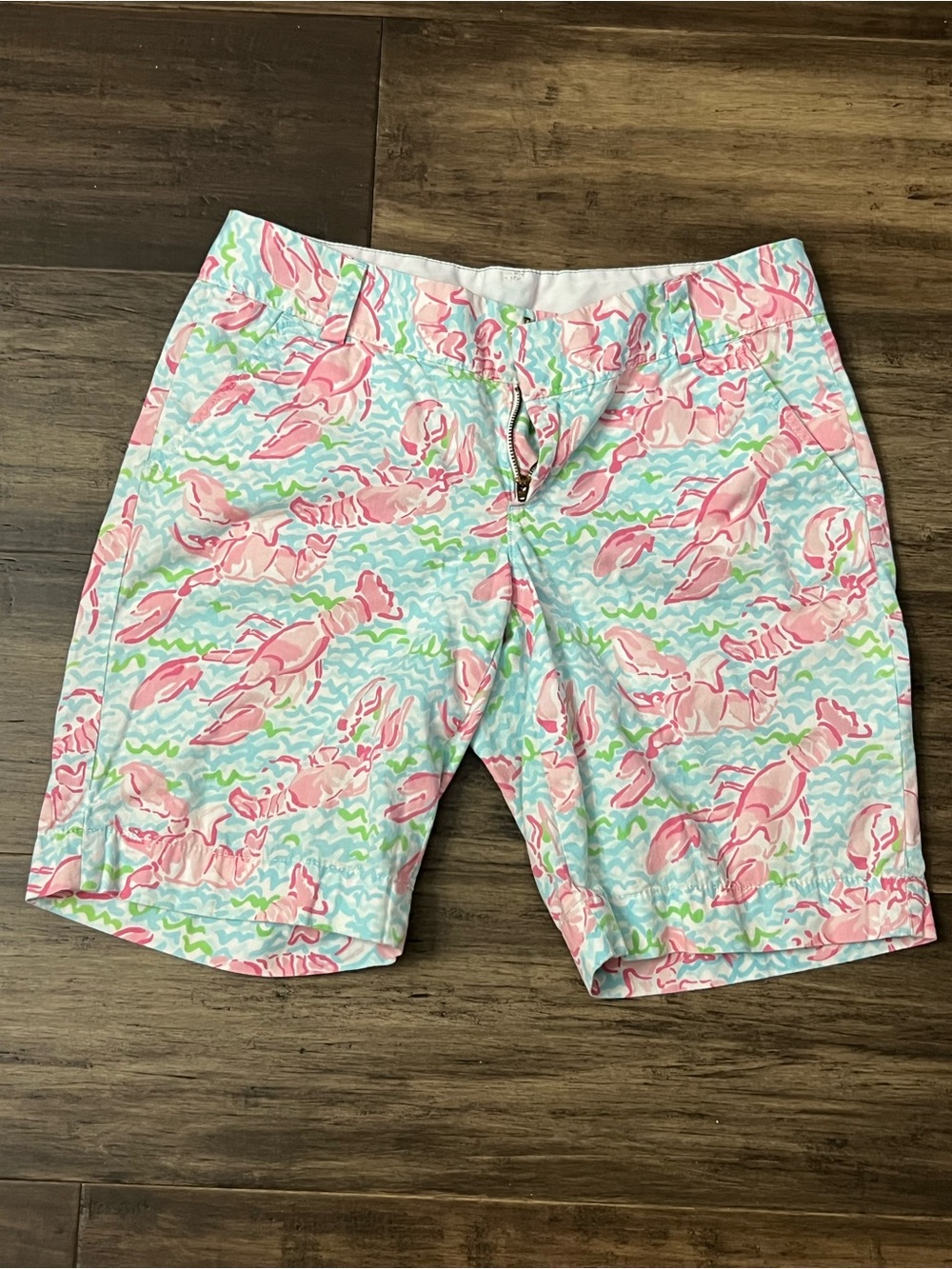 Lilly Pulitzer pink & blue summer lobster chipper shorts sz 6